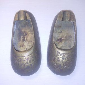 Vintage Brass Made in India shoe ashtrays